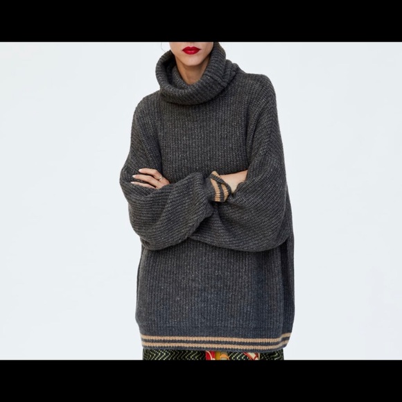 black polo neck jumper zara